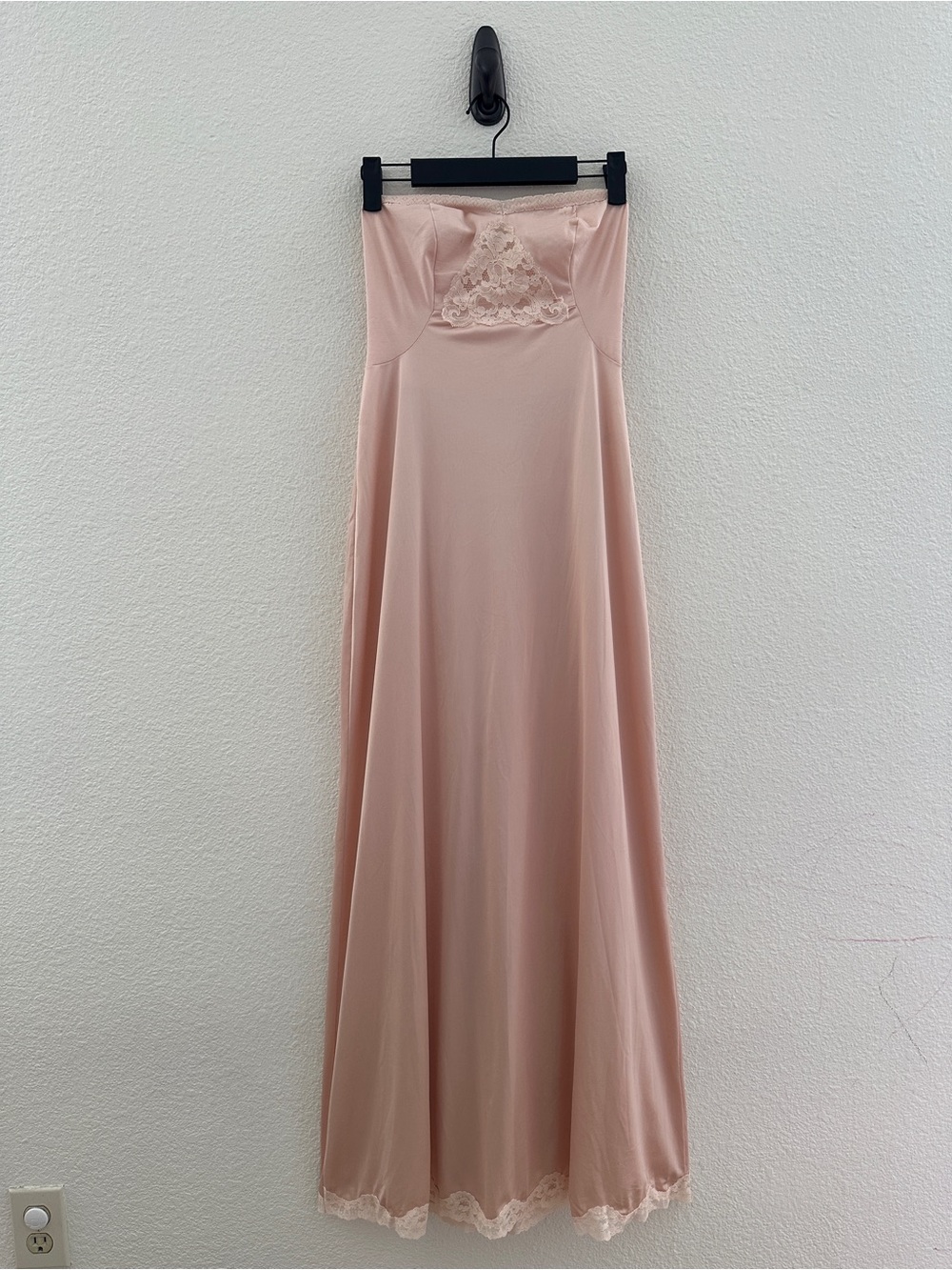 *Unavailable* Sears Vintage Pink Lace Strapless Maxi Slip Dress Lingerie XS - S
